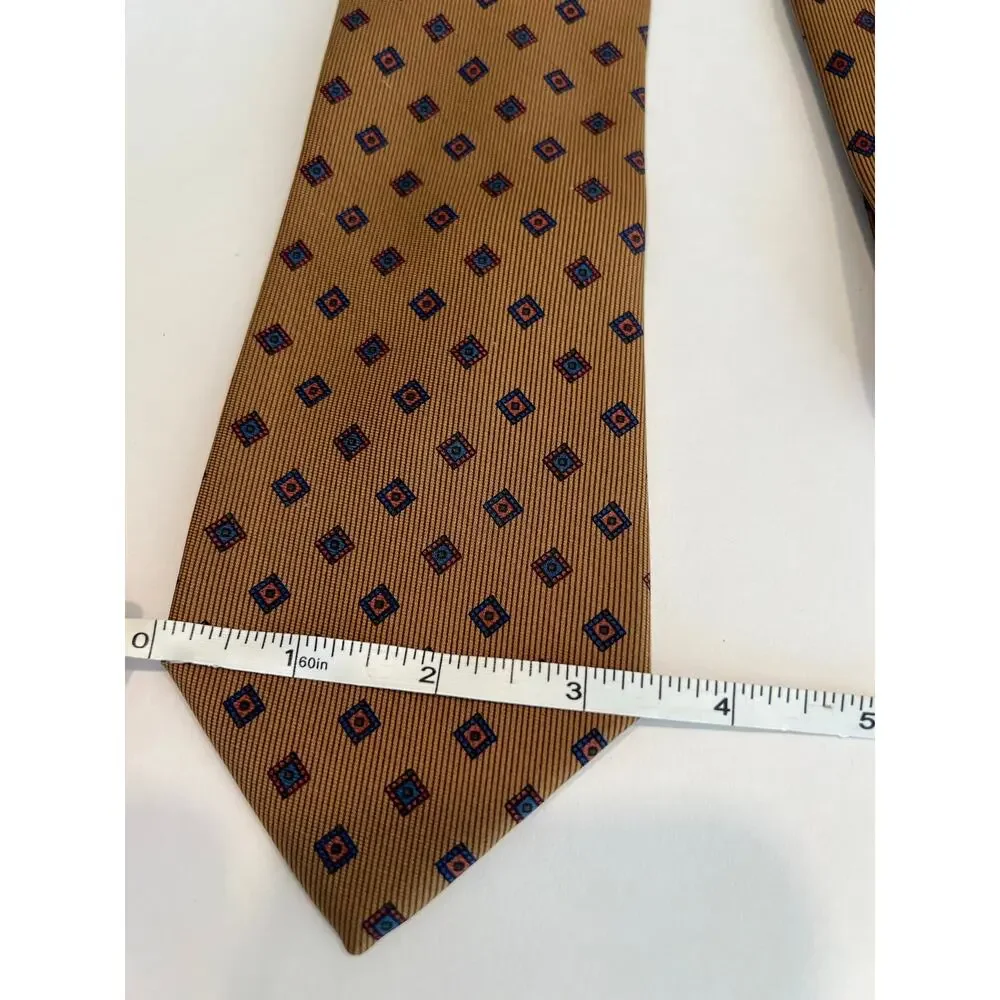 Pancaldi Prestige Made in Italy Men’s Silk Neck Tie Gold Blue SG